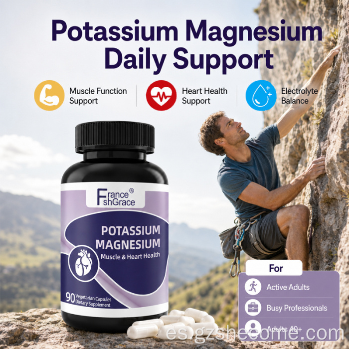 Shecome Potasio Magnesio Cápsulas Soporte para el músculo cardíaco
